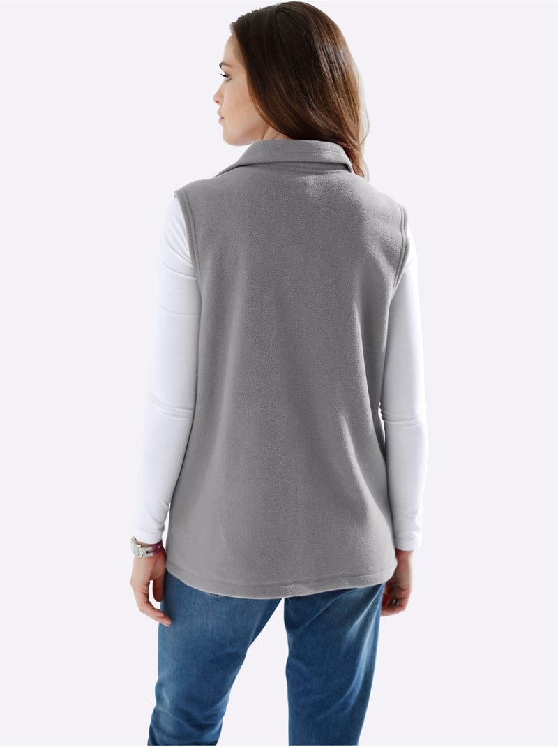 Gilet polaire avec col montant et poches confortables - Taille standard - Moda Vilona Gris - Kiabi