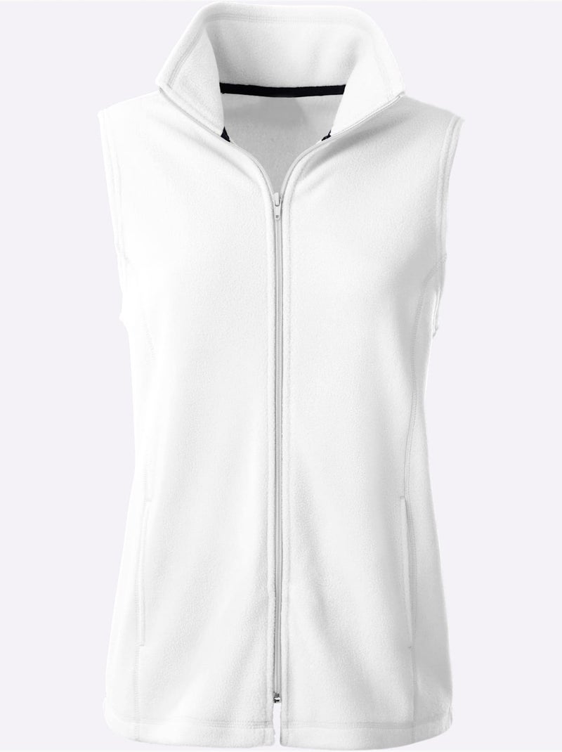 Gilet polaire avec col montant et poches princesses - Taille standard - Moda Vilona Ecru - Kiabi