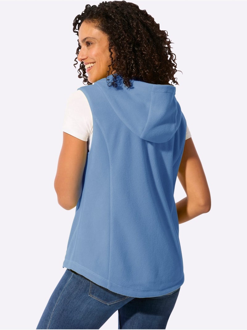 Gilet Polaire Capuche Avec Coulisse Et Lien à Nouer - Taille Standard - Witt Bleu ciel - Kiabi