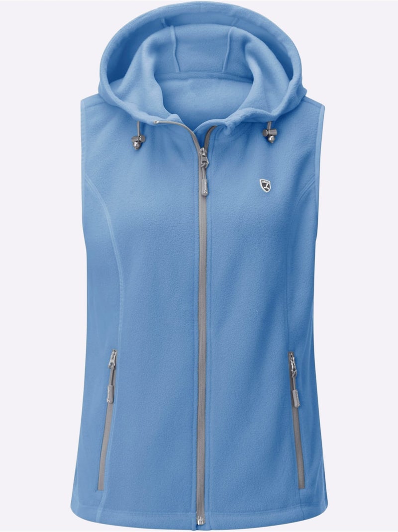 Gilet Polaire Capuche Avec Coulisse Et Lien à Nouer - Taille Standard - Witt Bleu ciel - Kiabi