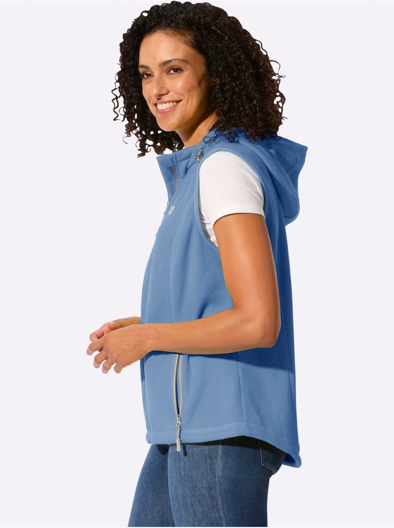 Gilet Polaire Capuche Avec Coulisse Et Lien à Nouer - Taille Standard - Witt Bleu ciel - Kiabi