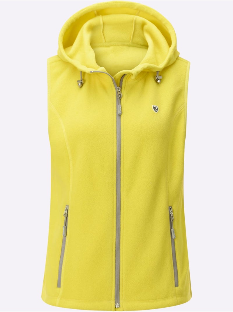Gilet polaire capuche avec coulisse et lien à nouer - taille standard - witt Jaune/Vert - Kiabi