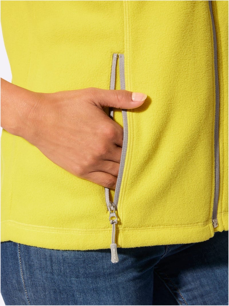 Gilet polaire capuche avec coulisse et lien à nouer - taille standard - witt Jaune/Vert - Kiabi