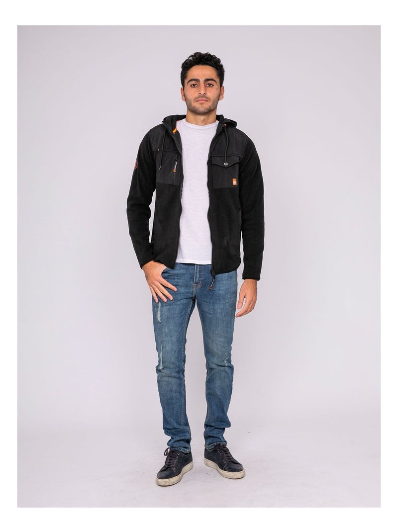 Gilet polaire capuche zip ZIGGY Noir - Kiabi