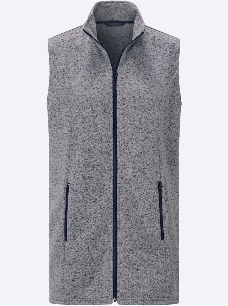 Gilet polaire coupe longue mode - taille standard - moda vilona Gris chiné - Kiabi