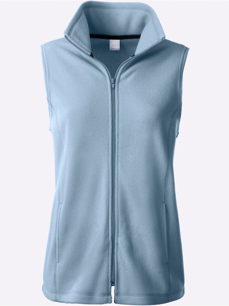 Gilet polaire doux à col montant et poches pratiques - Taille standard - Moda Vilona Bleu - Kiabi