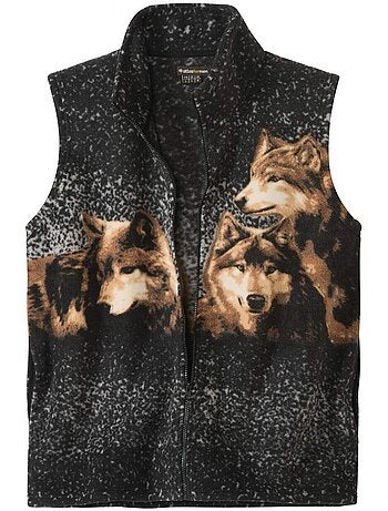Gilet polaire sans manches motifs loups - atlas for men