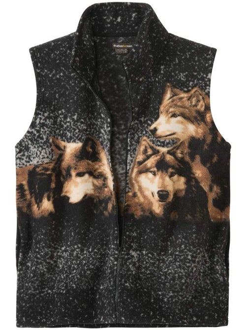 Gilet polaire sans manches motifs loups - atlas for men - Kiabi Gilet polaire sans manches motifs loups - atlas for men - Kiabi