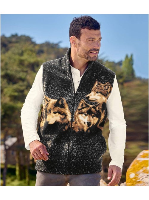 Gilet polaire sans manches motifs loups - atlas for men - Kiabi Gilet polaire sans manches motifs loups - atlas for men - Kiabi