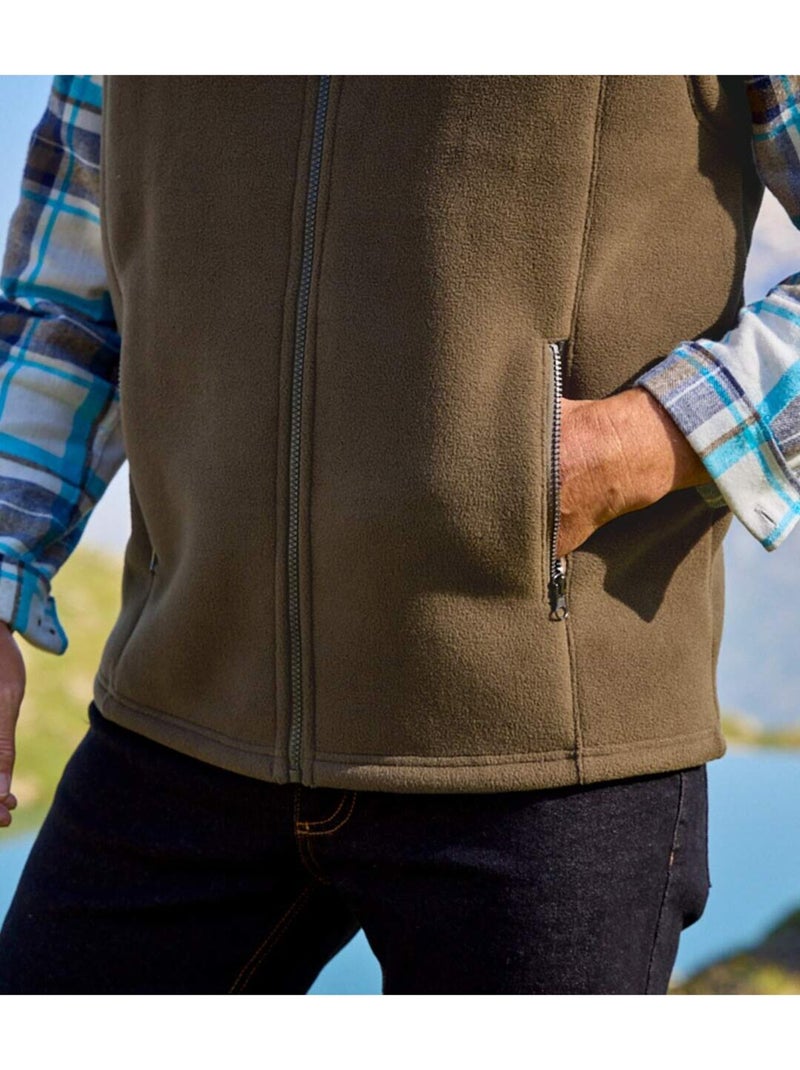 Gilet polaire zippé doublé sherpa   - atlas for men Taupe - Kiabi