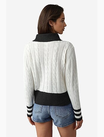 Gilet polo zippé en maille côtelée my fashion
