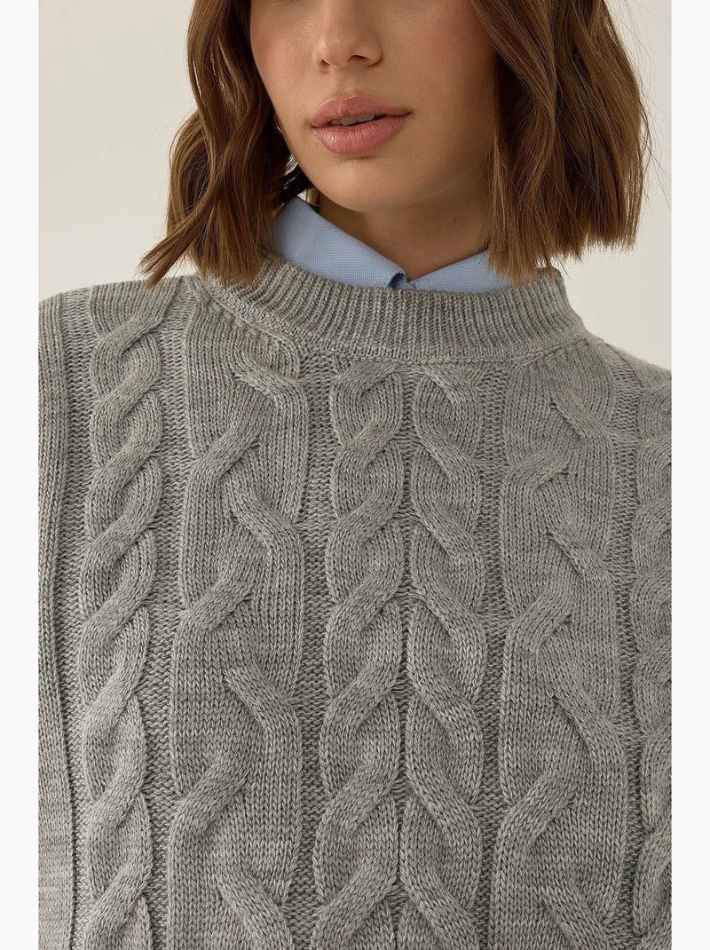 Gilet pull à motif tresse de cheveux hiccup Gris - Kiabi