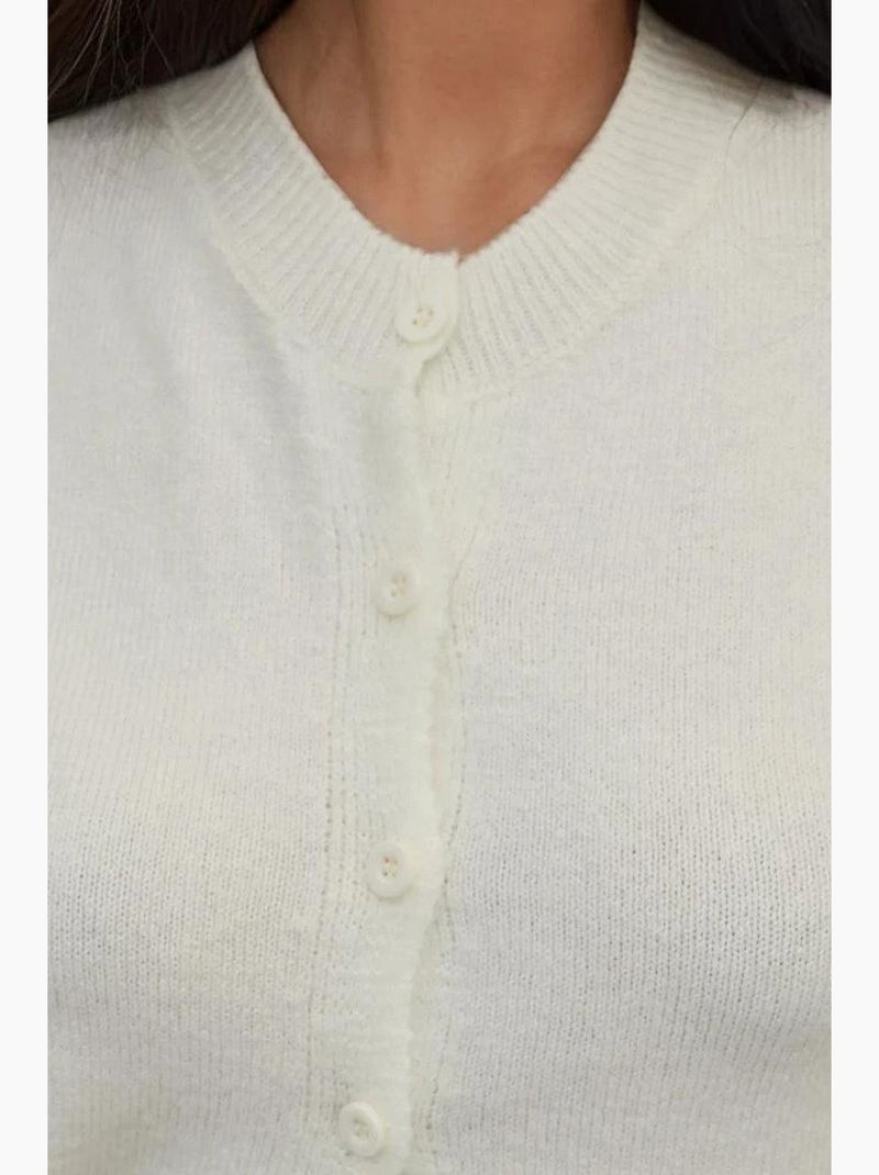 Gilet pull ras du cou en tricot épais hiccup Ivoire - Kiabi