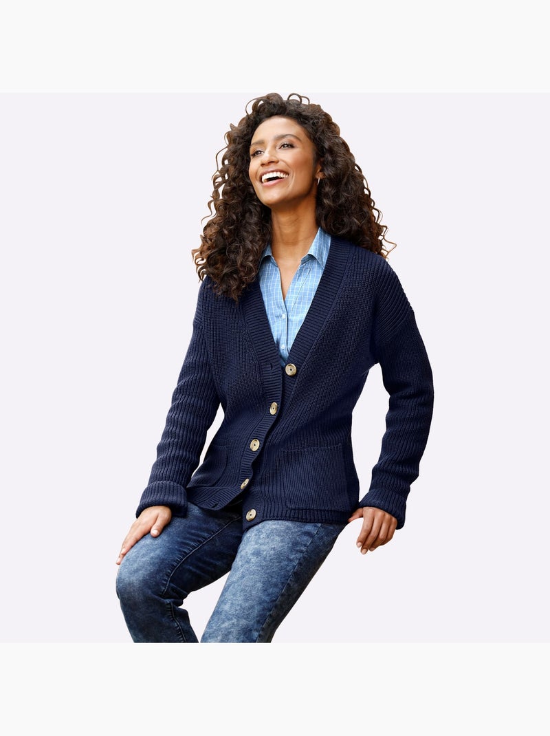 Gilet pur coton - taille standard - helline Bleu marine - Kiabi