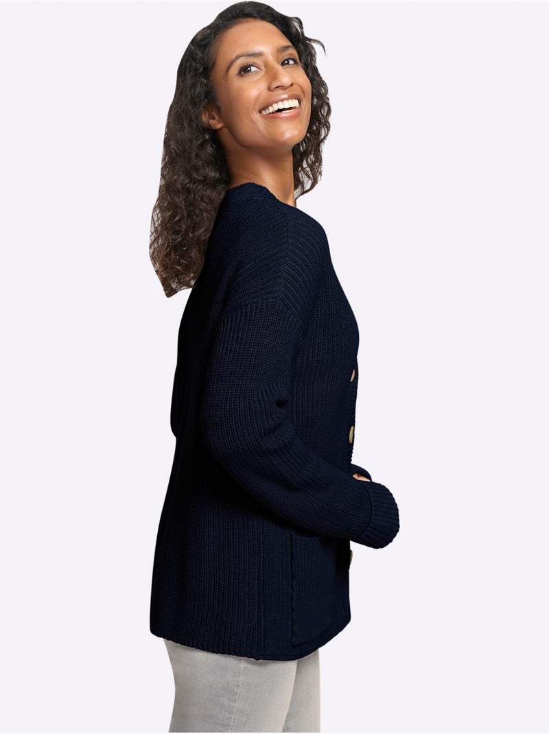 Gilet pur coton - taille standard - helline Bleu marine - Kiabi