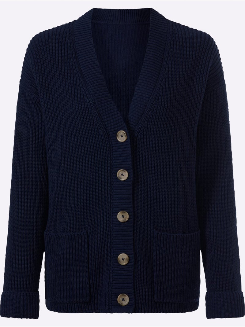 Gilet pur coton - taille standard - helline Bleu marine - Kiabi