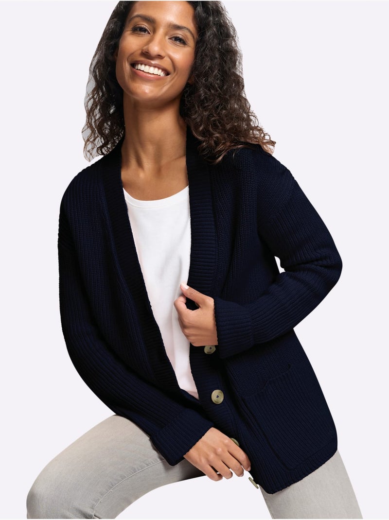 Gilet pur coton - taille standard - helline Bleu marine - Kiabi