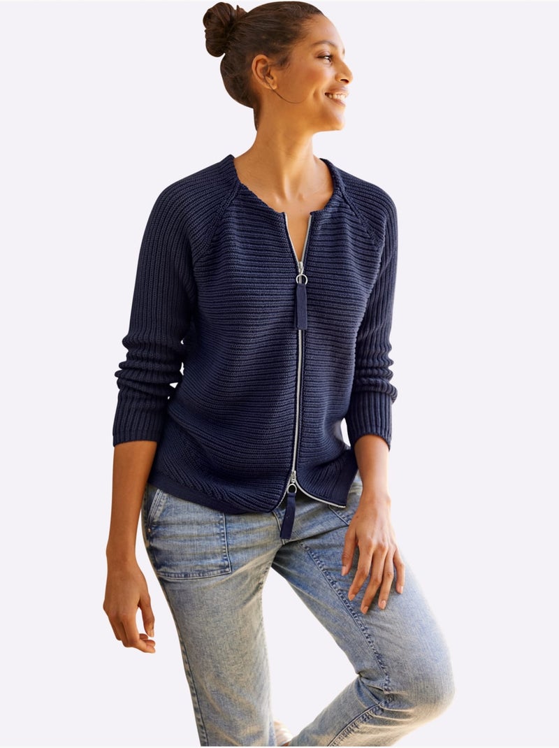 Gilet Pur Coton - Taille Standard - Helline Bleu marine - Kiabi