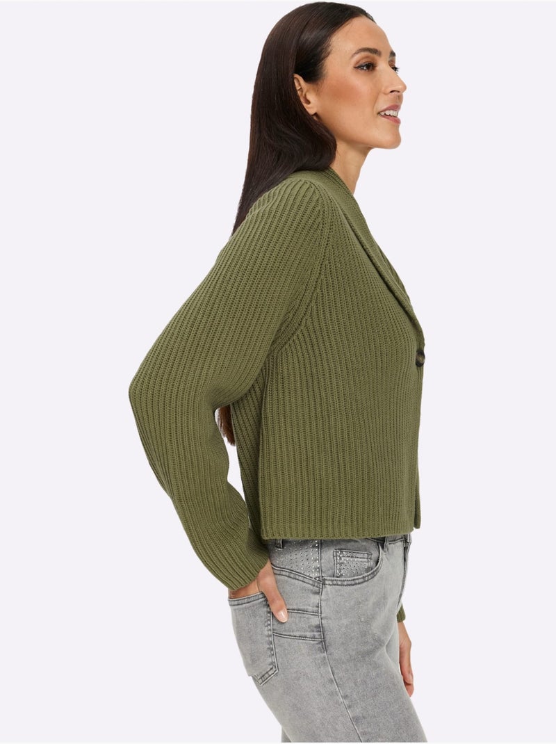 Gilet Pur Coton - Taille Standard - Helline Vert olive - Kiabi
