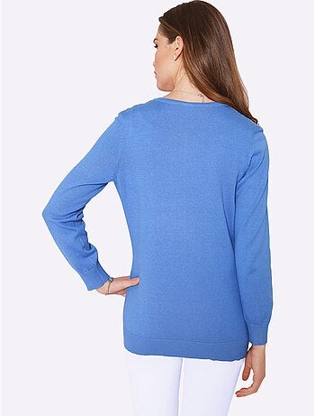 Veste en tricot à encolure ronde avec boutons et manches côtelées - Taille standard - Moda Vilona