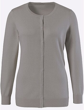 Veste en tricot à encolure ronde avec boutons et manches côtelées - taille standard - moda vilona