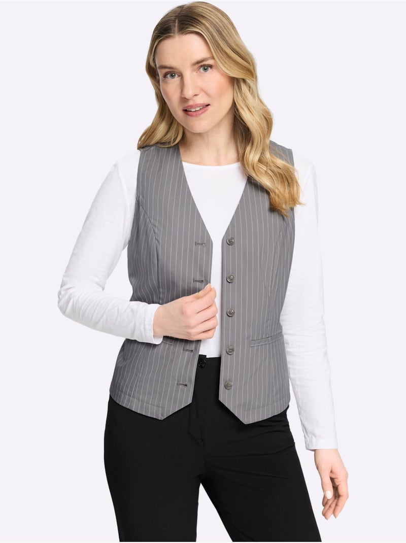 Gilet qualité tissée - taille standard - moda vilona Gris Ecru - Kiabi