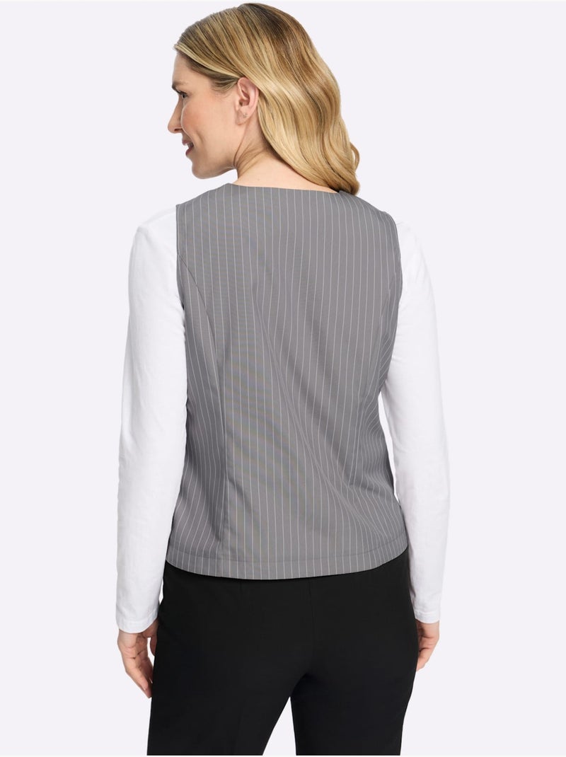 Gilet qualité tissée - taille standard - moda vilona Gris Ecru - Kiabi