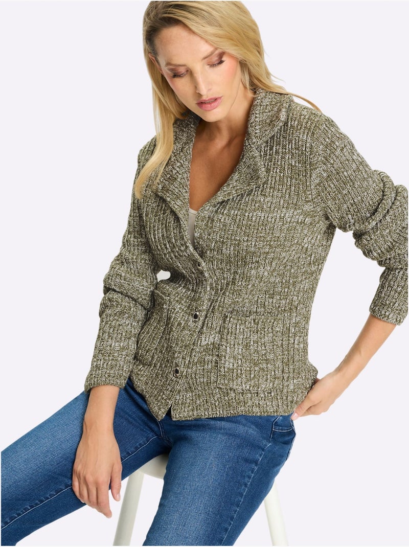 Gilet Qualité Tricot Exclusive - Taille Standard - Helline Kaki - Kiabi