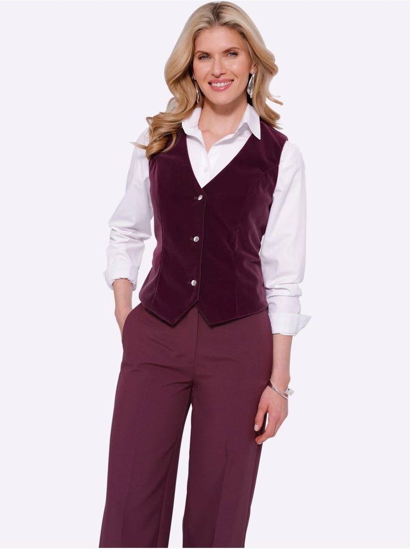 Gilet Qualité Velours Douce - Taille Standard - Moda Vilona Noir Bordeaux - Kiabi