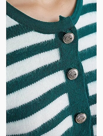 Gilet rayé en maille côtelée avec fermeture à boutons my fashion