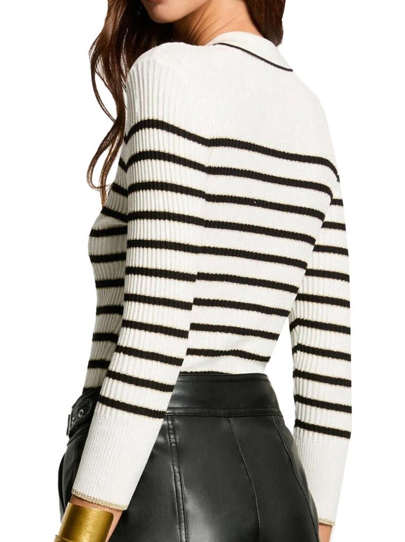 Gilet Rayures  Femme Morgan MAEL Ecru - Kiabi