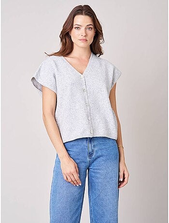 Gilet régular femme en maille douce 'deeluxe'