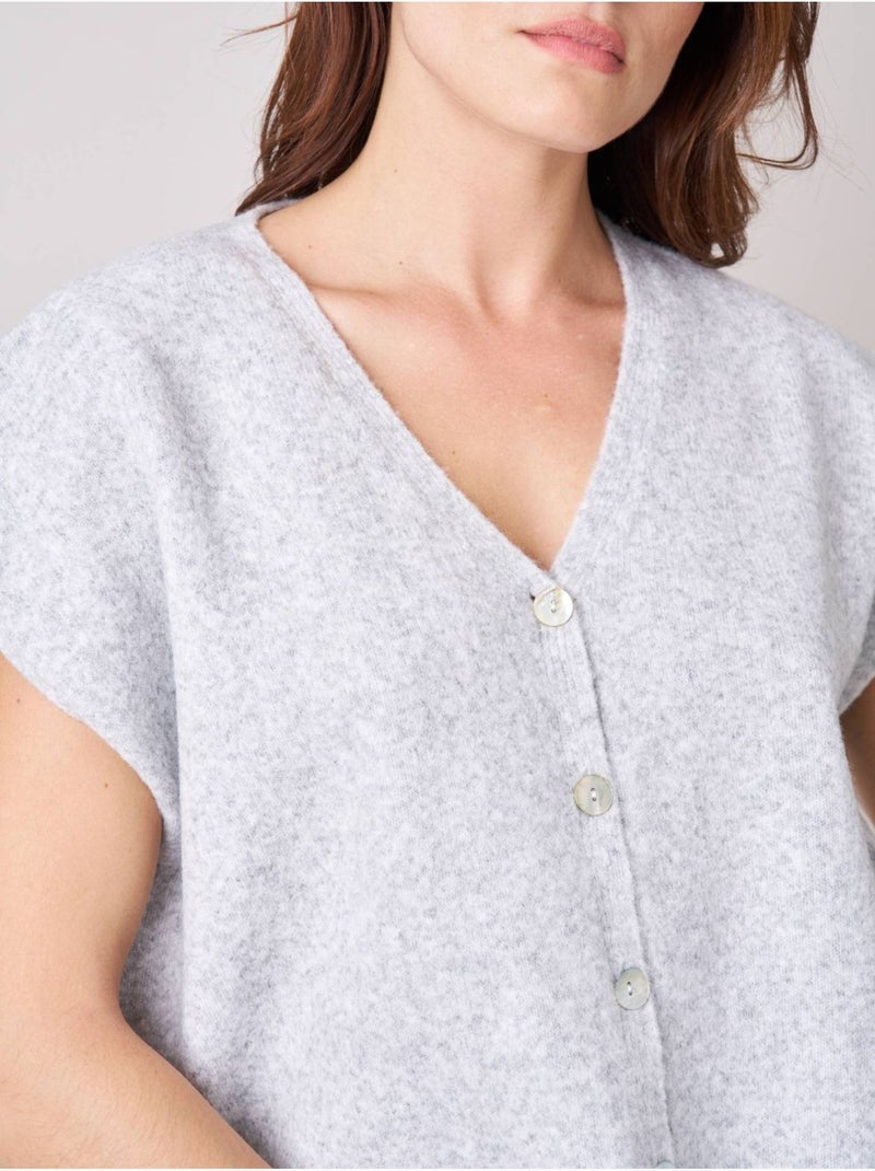 Gilet régular femme en maille douce 'deeluxe' Gris clair - Kiabi