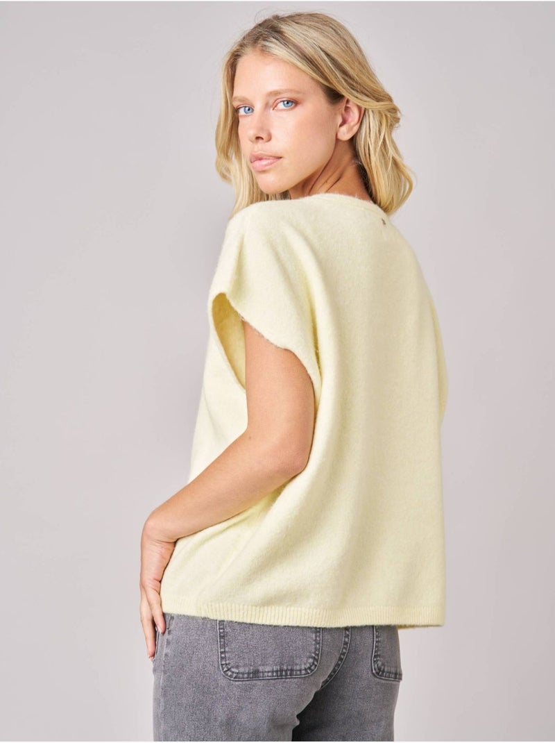 Gilet régular femme en maille douce 'deeluxe' Jaune clair - Kiabi