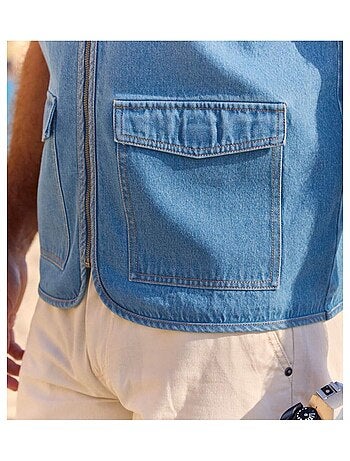 Gilet Sans Manches Zippé en Jean - ATLAS FOR MEN