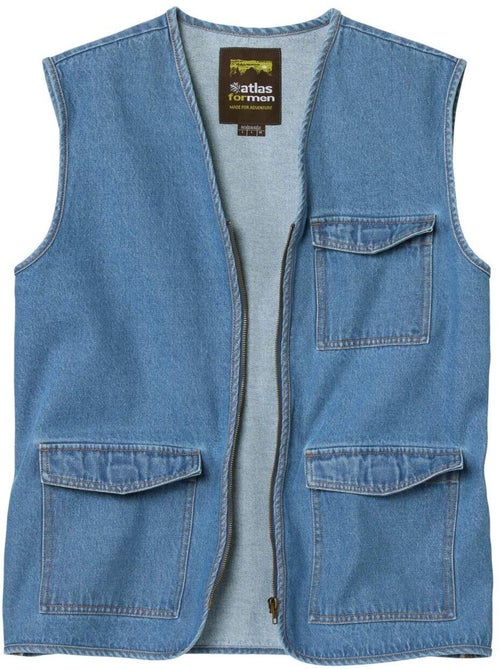 Gilet reporter en jean - atlas for men - Kiabi Gilet reporter en jean - atlas for men - Kiabi