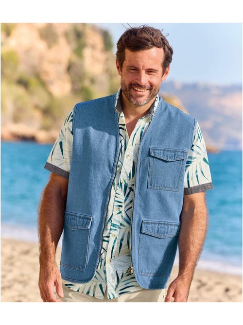 Gilet reporter en jean - atlas for men - Kiabi Gilet reporter en jean - atlas for men - Kiabi