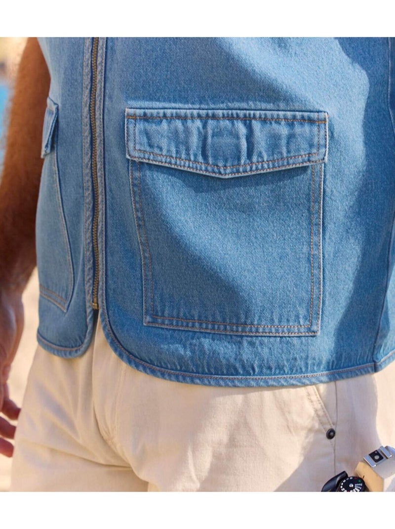 Gilet reporter en jean   - atlas for men Bleu - Kiabi