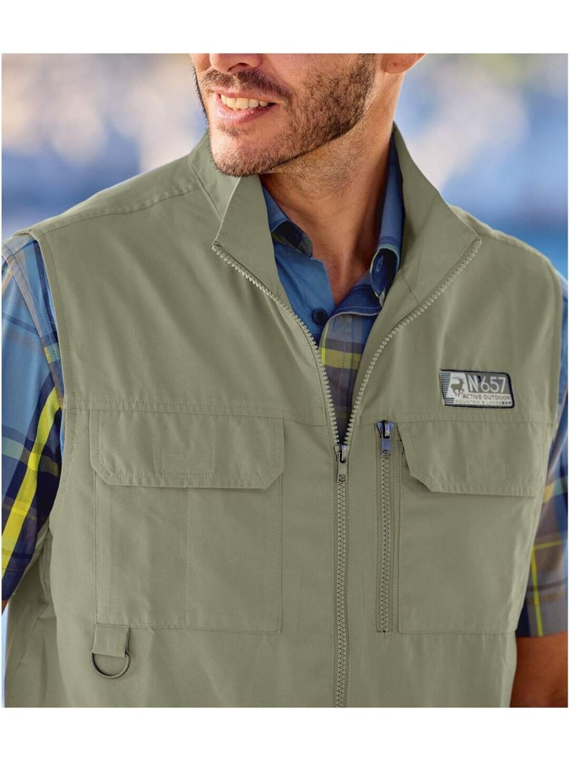 Gilet Reporter Multipoche   - ATLAS FOR MEN Kaki - Kiabi