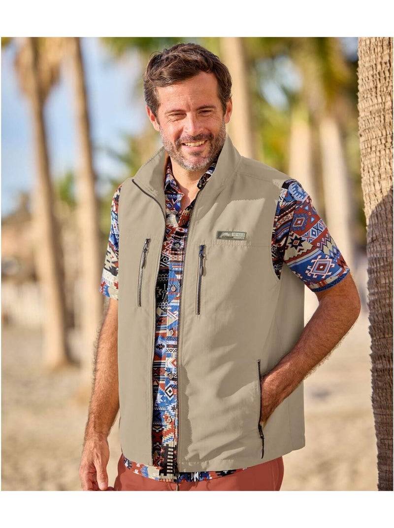 Gilet Reporter Zippé   - ATLAS FOR MEN Beige - Kiabi