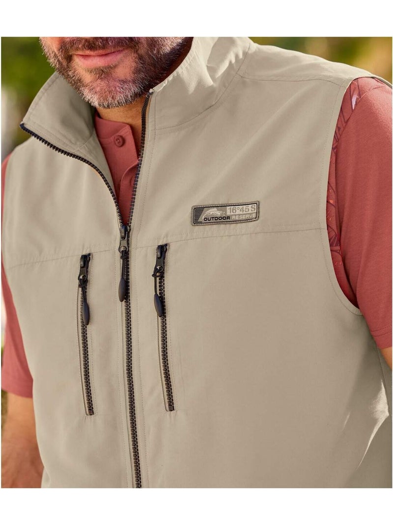 Gilet Reporter Zippé   - ATLAS FOR MEN Beige - Kiabi