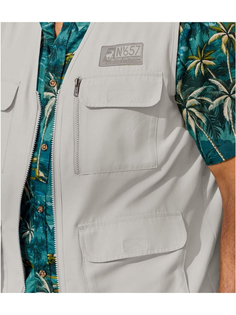 Gilet Reporter Zippé   - ATLAS FOR MEN Beige - Kiabi
