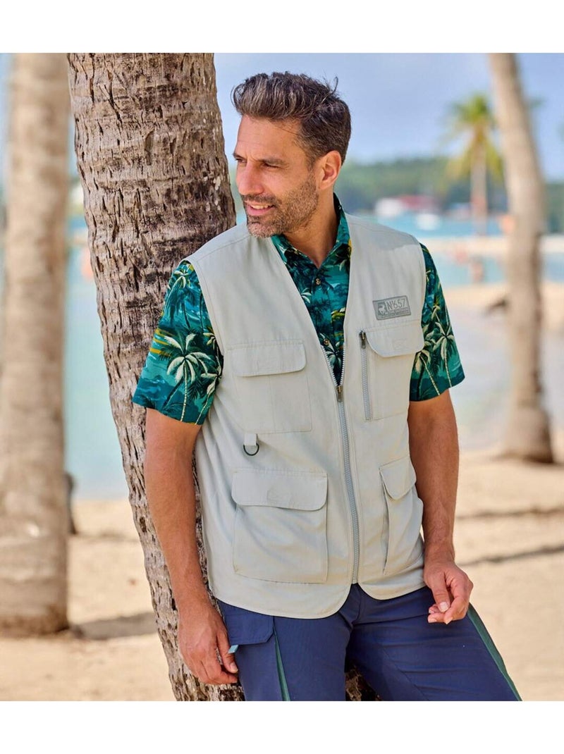 Gilet Reporter Zippé   - ATLAS FOR MEN Beige - Kiabi