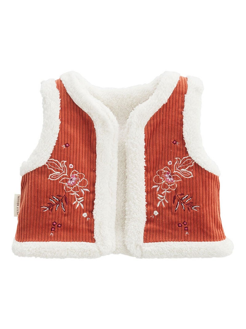 Gilet réversible enfant en velours côtelé Manouk Orange - Kiabi