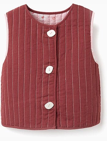 Gilet réversible matelassé à motif floral