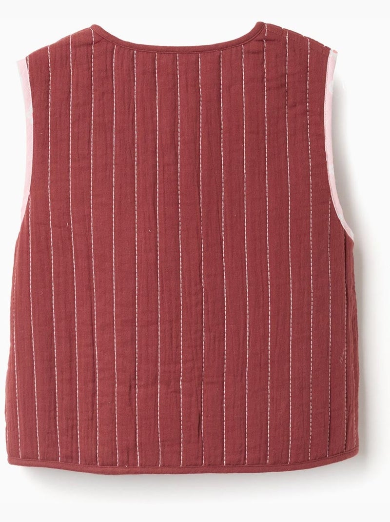 Gilet réversible matelassé à motif floral Marron - Kiabi