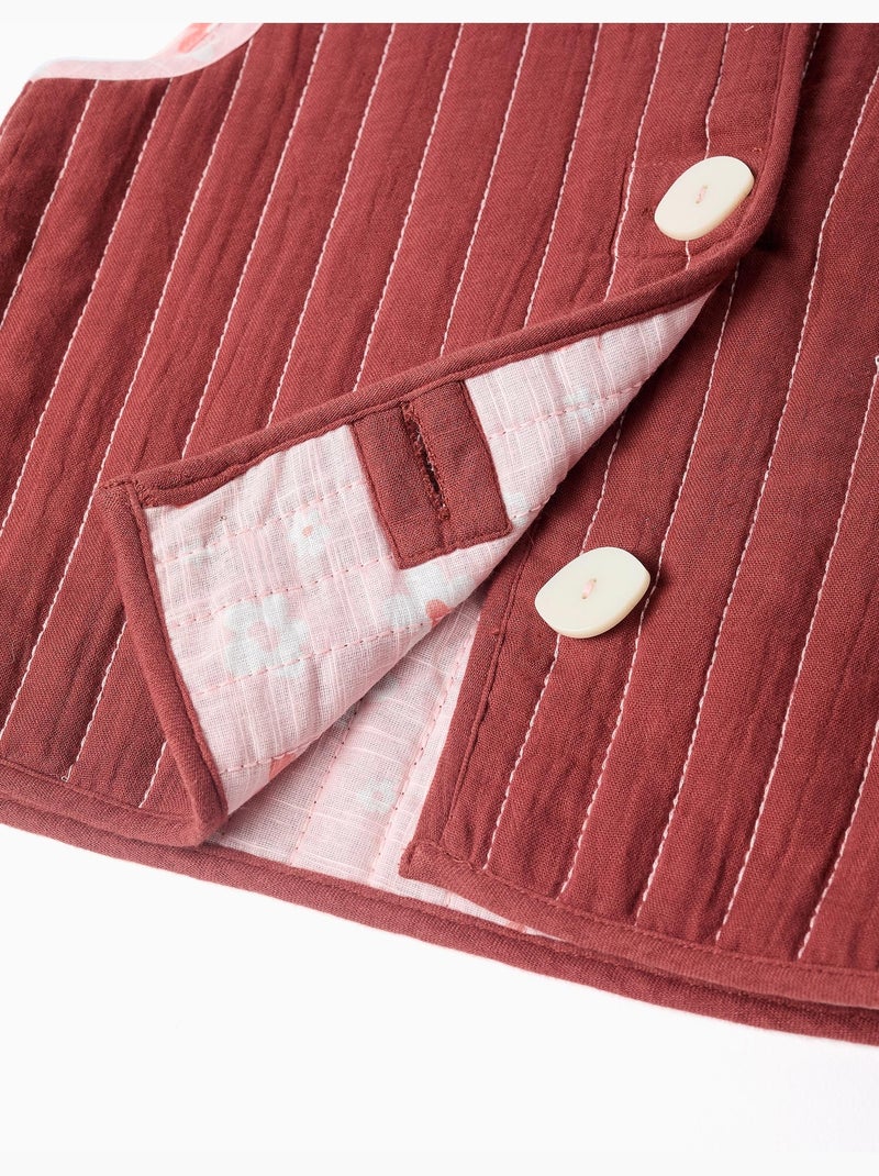 Gilet réversible matelassé à motif floral Marron - Kiabi
