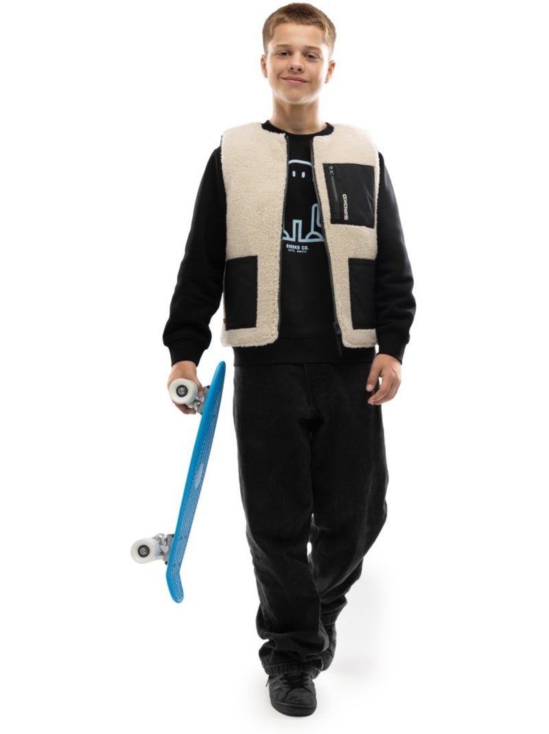 Gilet réversible matelassé doublé sherpa garçon lifestyle enfants tiny Noir - Kiabi