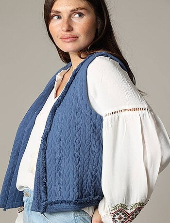 Gilet sans manche en gaze de coton avec détails fantaisie 'Deeluxe'