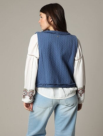 Gilet sans manche en gaze de coton avec détails fantaisie 'Deeluxe'